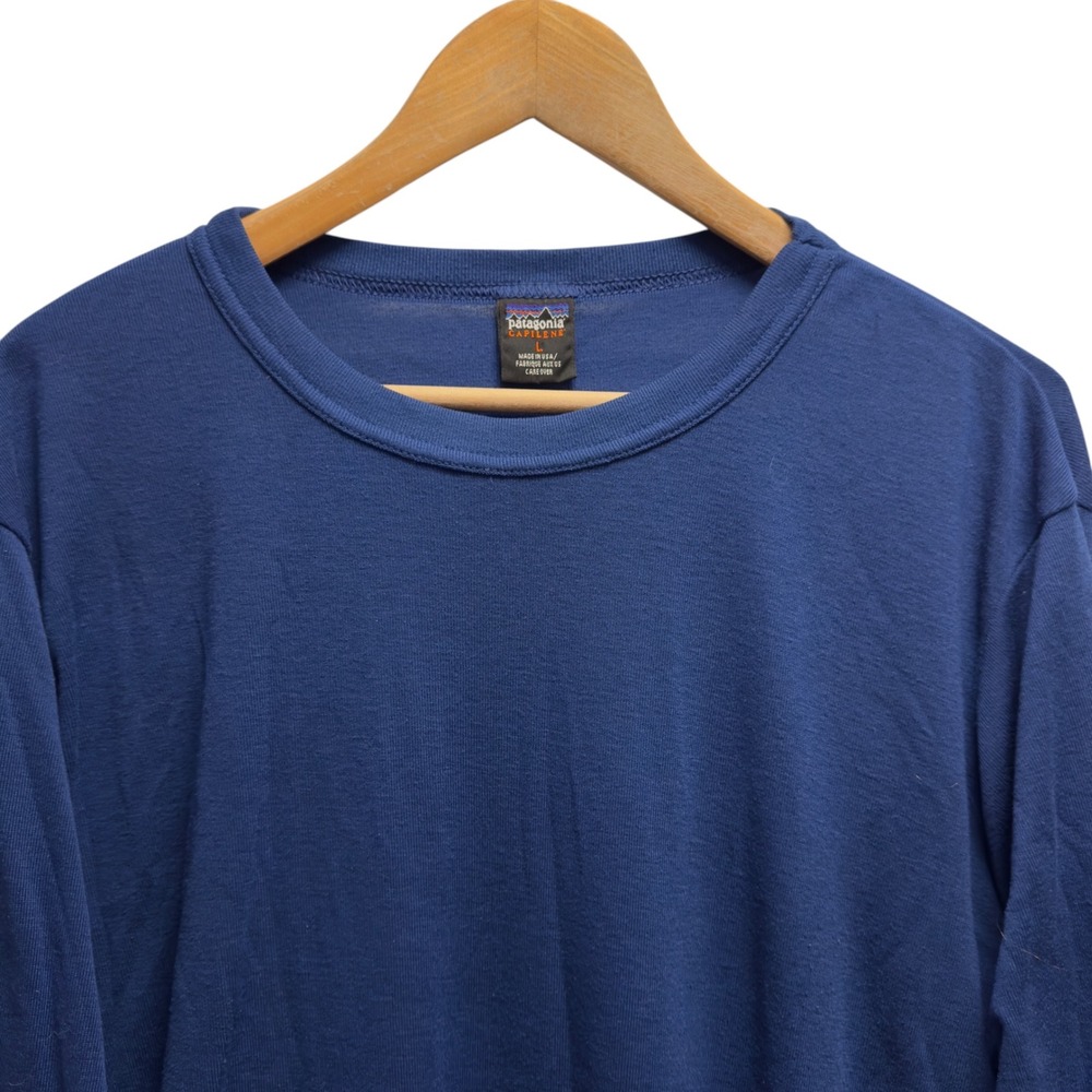 Patagonia Men's Size Large Blue Capilene Long Sleeve Vtg Base Layer Top USA euc